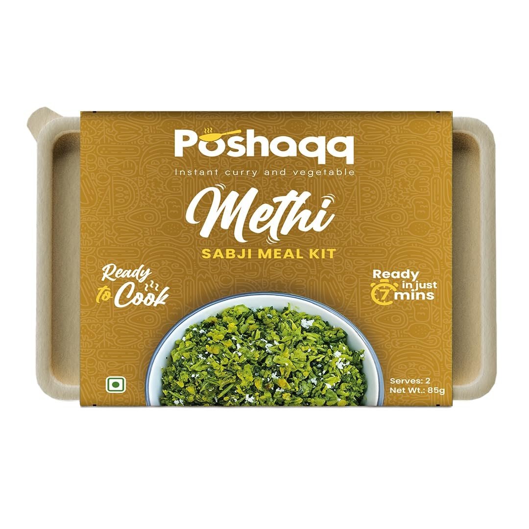 Poshaqq Methi Sabji Ready-to-Cook Kit | Fenugreek Sabji | Healthy Indian Meal | 7-Minute Cooking | No Preservatives
