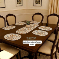 Dining Mat Set 6+1 Classic Floral Wine Design