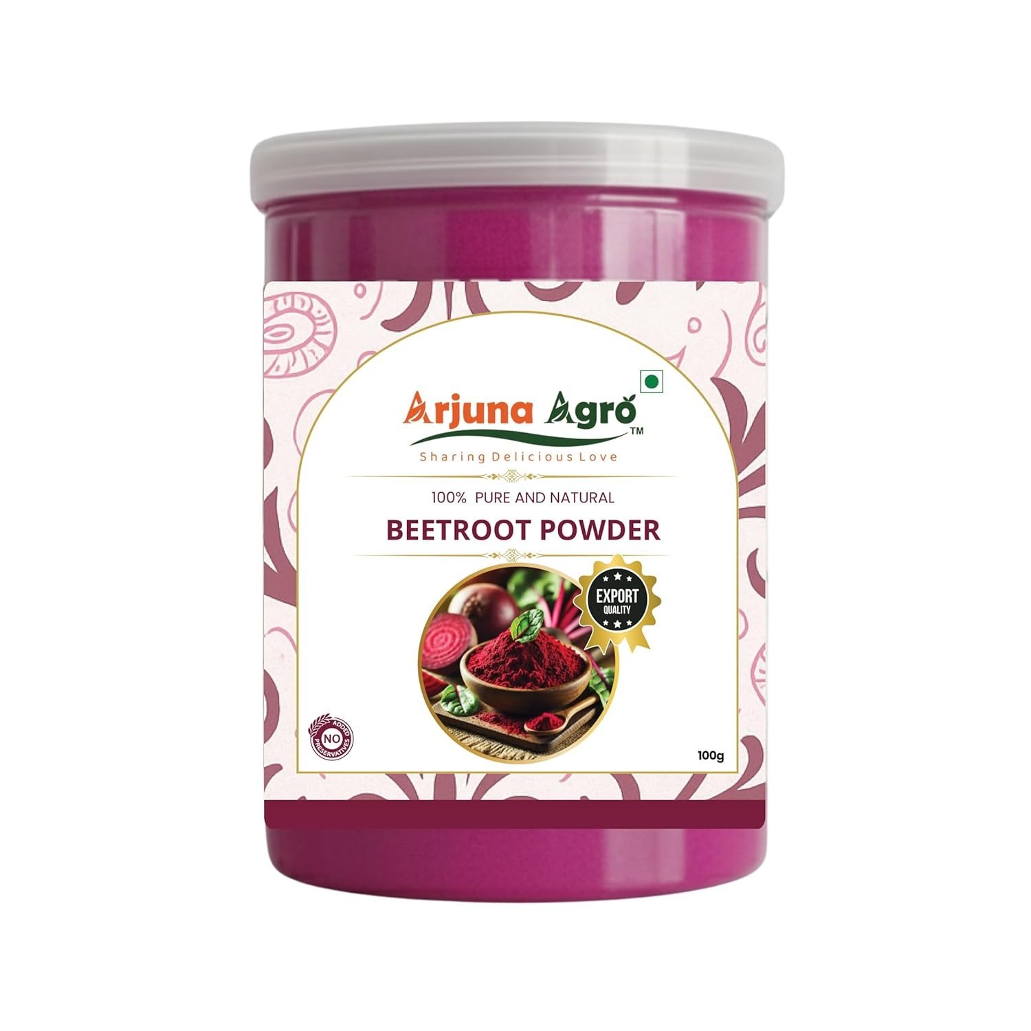 Arjuna Agro Beetroot Powder | Finely Ground Red Beet | Single-Ingredient Vegetable Powder for Smoothies & Cooking (200 Grams)