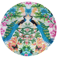 Jute Cotton Table Mat Two Peacock  Design