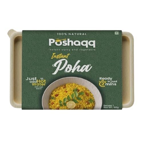 Poshaqq Instant Tarri Poha Meal Kit | Nagpuri Style Spicy Poha | Ready in 7 Minutes | No Preservatives | 6-Month Shelf Life