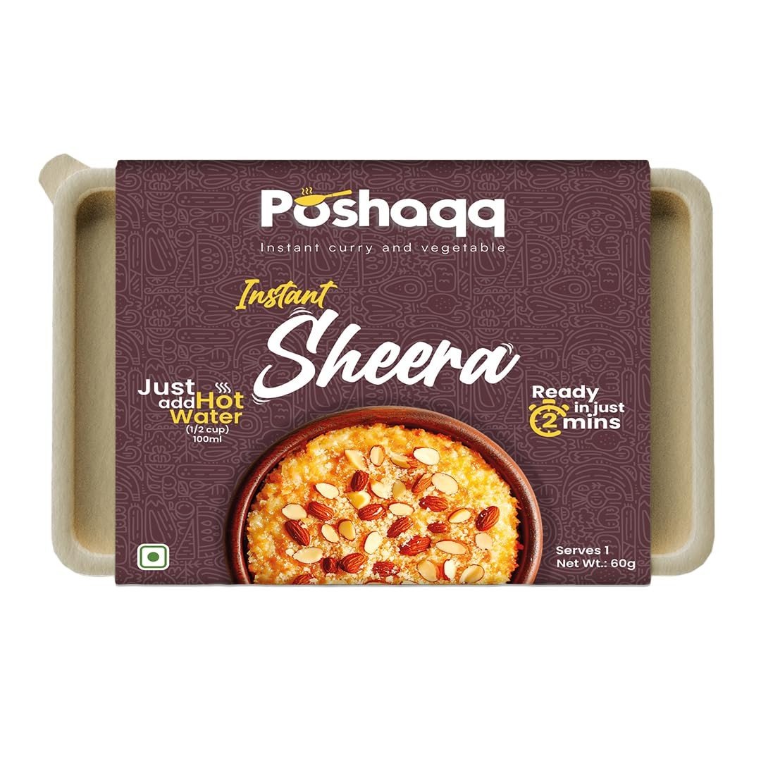 Poshaqq Instant Sheera Mix | Ready-to-Cook Sweet Dessert | 7-Minute Halwa | No Preservatives | 6-Month Shelf Life